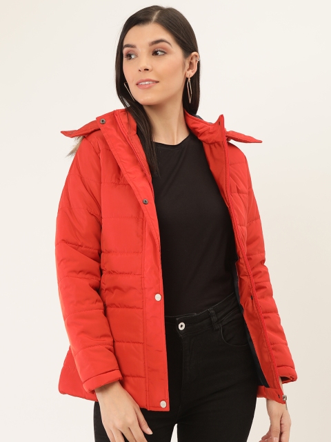 

Okane Women Orange Solid Hooded Parka Jacket