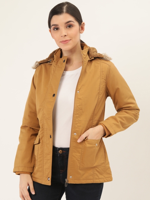 

Okane Women Beige Solid Hooded Parka Jacket