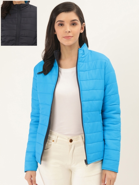 

Okane Women Blue Solid Reversible Padded Jacket, Navy blue