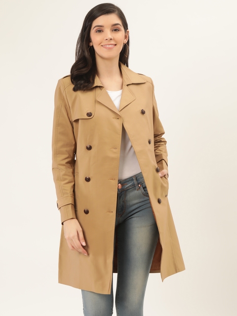 

Okane Women khaki Colored Solid Trench Coat