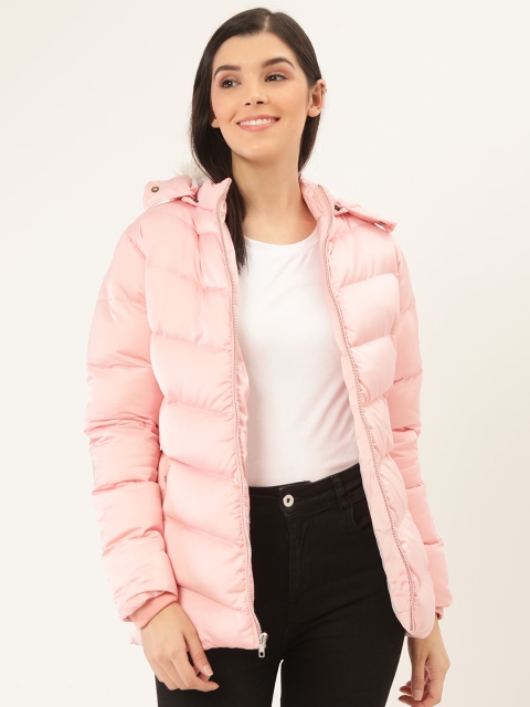 

Okane Women Pink Solid Hooded Parka Jacket