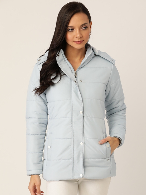

Okane Women Blue Solid Hooded Parka Jacket