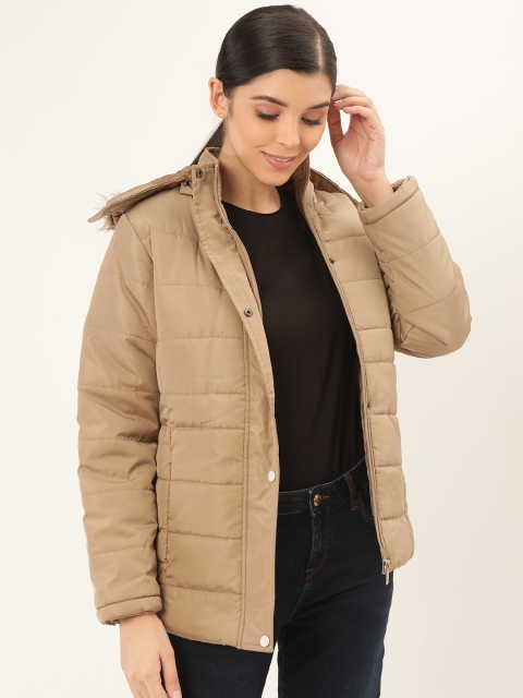 

Okane Women Beige Solid Hooded Parka Jacket