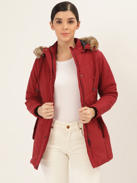 

Okane Women Red Solid Parka Jacket