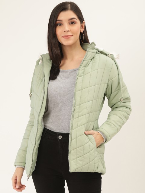 

Okane Women Green Solid Hooded Parka Jacket