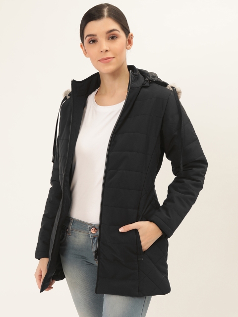 

Okane Women Black Solid Hooded Parka Jacket