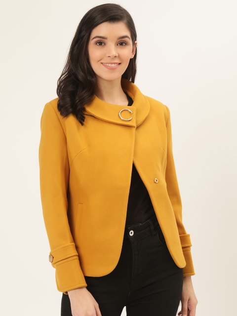 

Okane Women Mustard Solid Overcoat