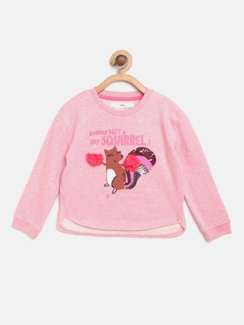 

Marks & Spencer Girls Pink Printed Sweatshirt With Applique Detail