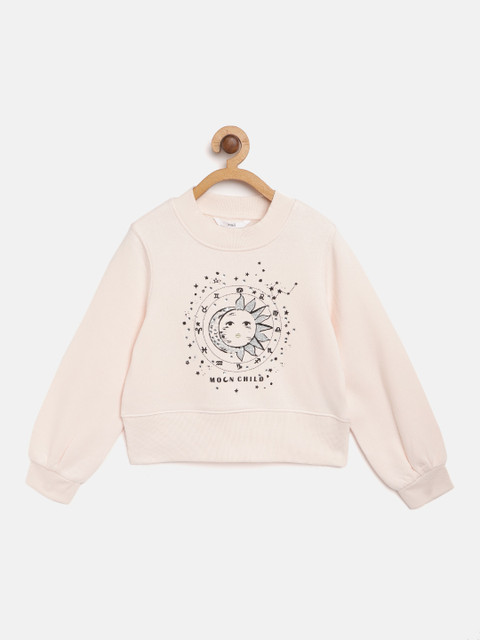 

Marks & Spencer Girls Peach-Coloured & Black Printed Sweatshirt