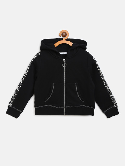 

Marks & Spencer Girls Black Solid Hooded Sweatshirt with Printed Detail
