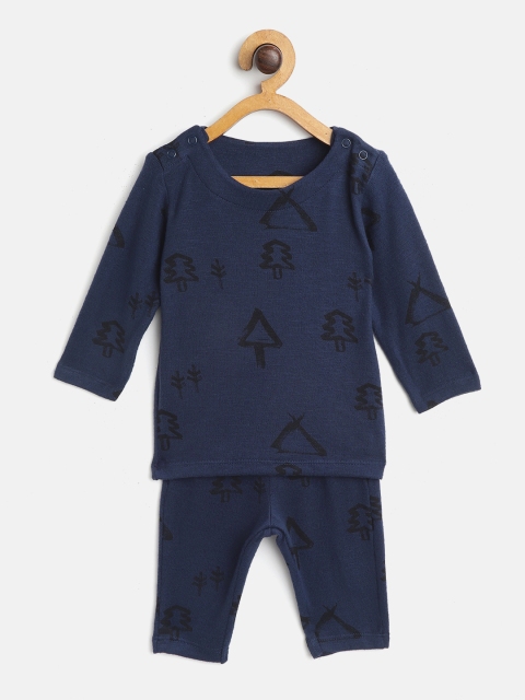 

Marks & Spencer Unisex Kids Navy Blue Printed T-shirt with Pyjamas