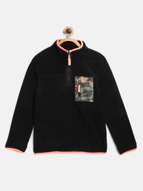 

Marks & Spencer Boys Black Solid Sweatshirt with Camouflage Print Pocket Detail