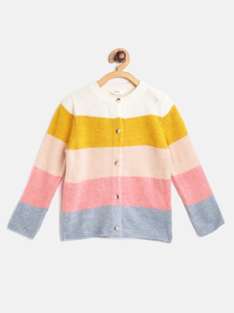 

Marks & Spencer Girls Mustard Yellow & Pink Striped Cardigan