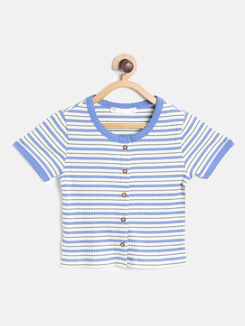 

Marks & Spencer Girls Off-White & Blue Striped Crop Top