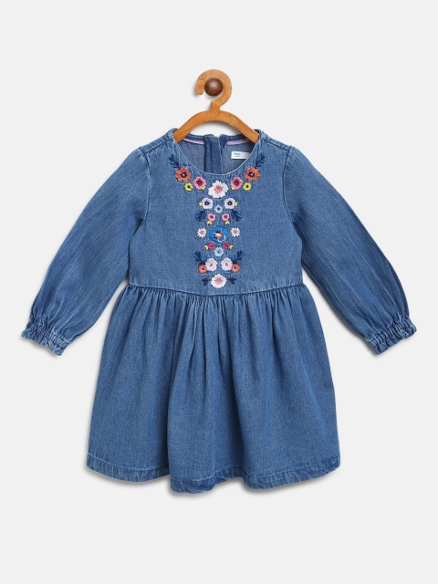 

Marks & Spencer Girls Blue Embroidered Denim Fit & Flare Dress