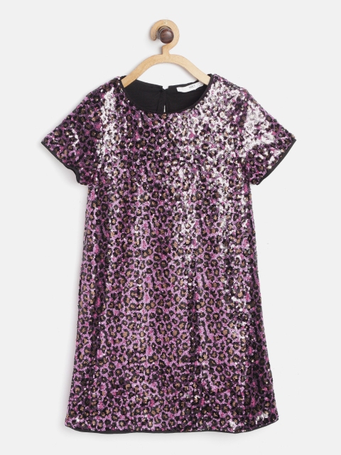 

Marks & Spencer Girls Purple & Black Leopard Sequinned Shift Dress