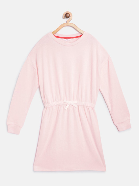 

Marks & Spencer Girls Pink Solid A-Line Dress with Bow Detail