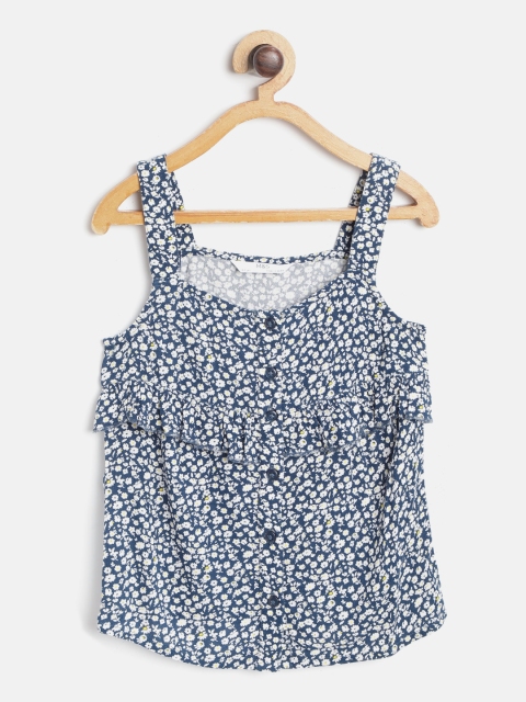 

Marks & Spencer Girls Navy Blue & White Ditsy Floral Print Top