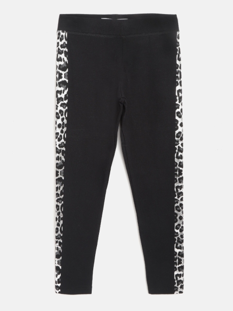 

Marks & Spencer Girls Black Leggings with Animal Print Side Tape