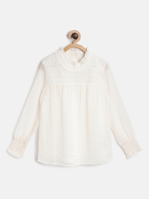 

Marks & Spencer Girls Off-White Dobby Weave Smocked Detail Top