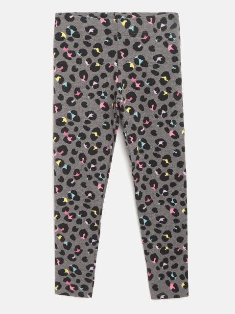 

Marks & Spencer Girls Grey Melange & Black Animal Print Leggings