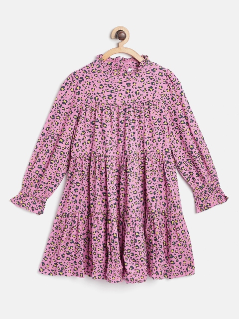 

Marks & Spencer Girls Pink & Black Leopard Print Tiered A-Line Dress