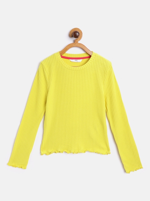 

Marks & Spencer Girls Yellow Self-Striped Top