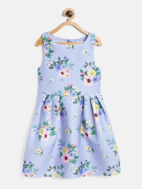 

Marks & Spencer Girls Blue & Pink Floral Print Fit & Flare Dress