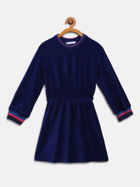 

Marks & Spencer Girls Navy Blue Self-Design Corduroy A-Line Dress