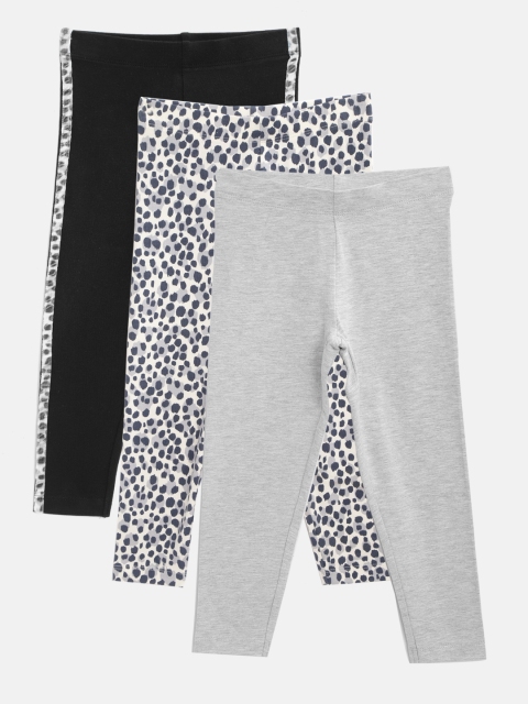 

Marks & Spencer Girls Pack Of 3 Ankle-Length Leggings, Grey melange
