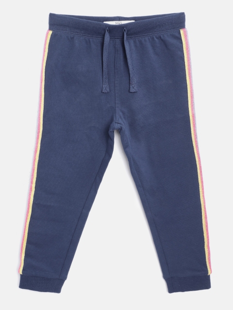 

Marks & Spencer Girls Navy Blue Solid Sustainable Joggers with Side Striped Detail