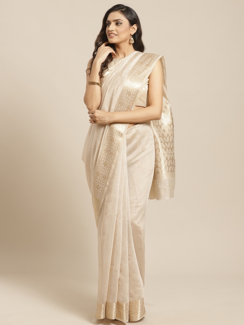 

Saree mall Cream-Coloured Woven Design Saree