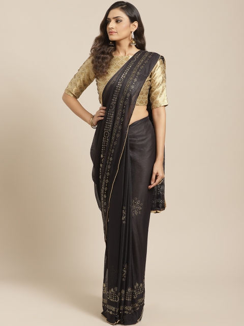 

Saree mall Black Embellished Poly Chiffon Saree