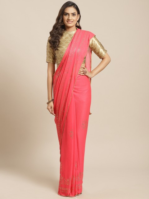 

Saree mall Pink Embellished Poly Chiffon Saree