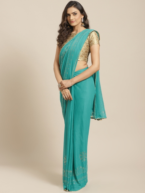 

Saree mall Green & Golden Embellished Saree
