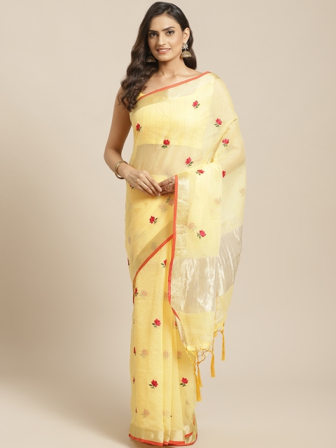 

Saree mall Yellow & Red Embroidered Art Silk Saree