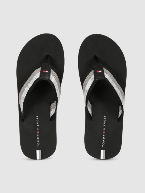 

Tommy Hilfiger Men Black Striped Thong Flip-Flops
