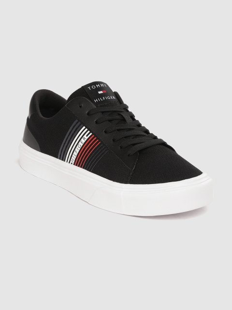 

Tommy Hilfiger Men Black Brand Logo & Striped Detail Lightweight Sneakers