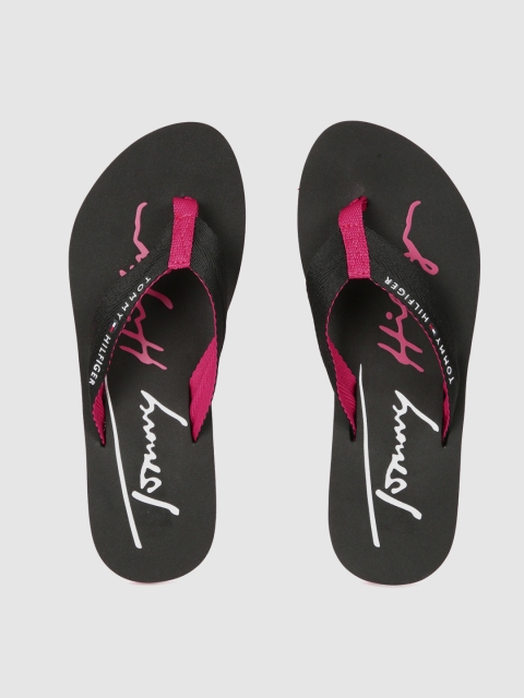 

Tommy Hilfiger Women Black & Pink Printed Thong Flip-Flops