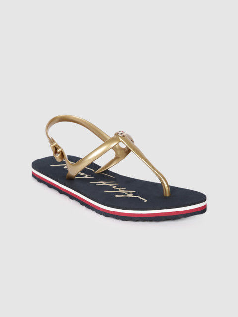 

Tommy Hilfiger Women Gold-Toned Solid T-Strap Flats