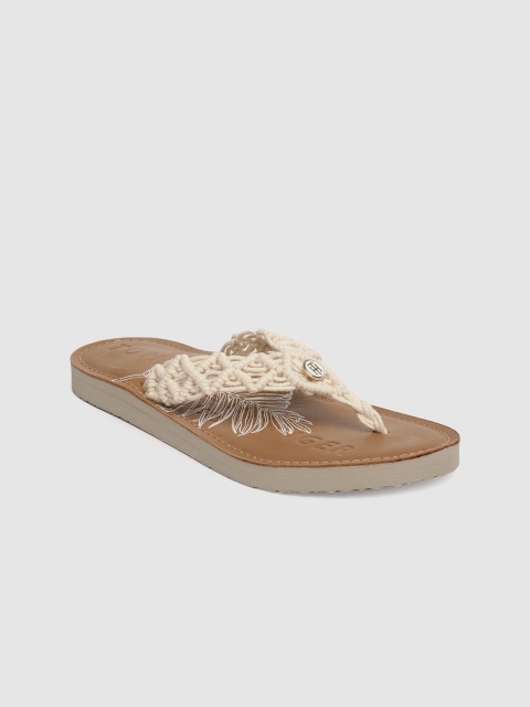 

Tommy Hilfiger Women Off-White Self Design Slip-Ons