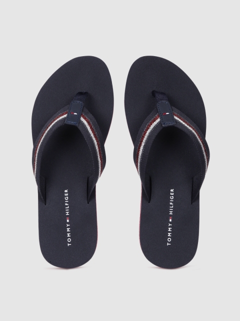 

Tommy Hilfiger Women Navy Blue & White Striped Thong Flip-Flops