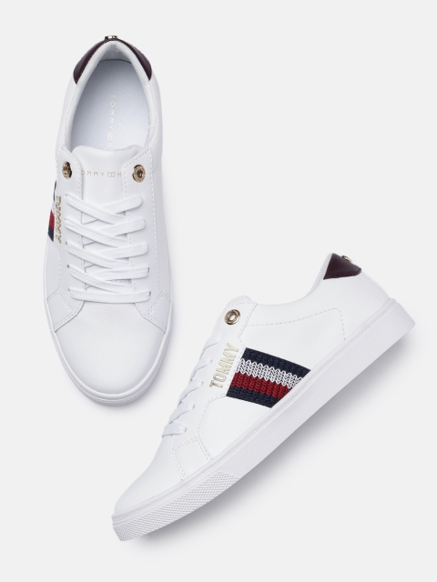 

Tommy Hilfiger Women White Solid Leather Sneakers