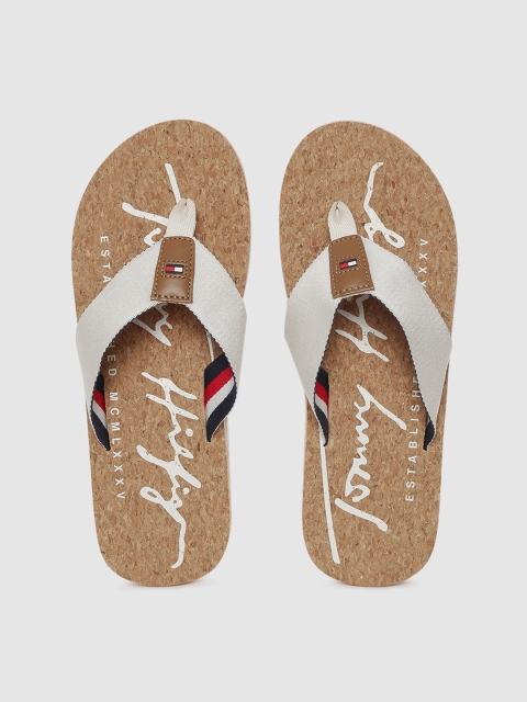 

Tommy Hilfiger Men Off-White Solid Thong Flip-Flops