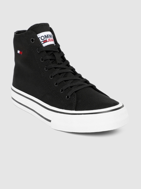 

Tommy Hilfiger Men Black Solid Mid-Top Sneakers
