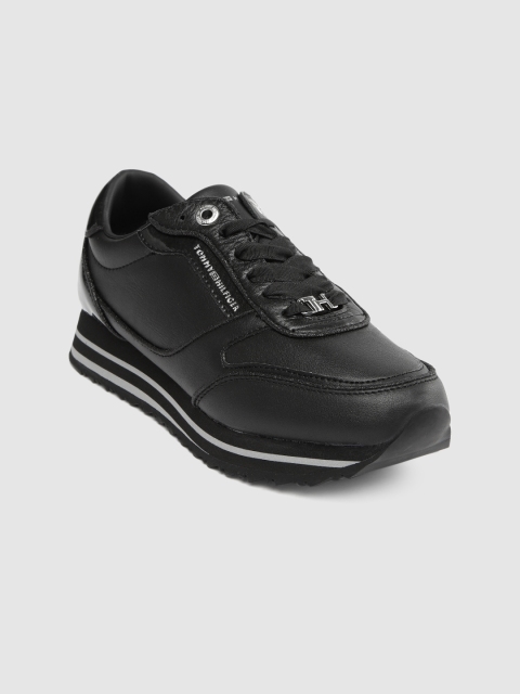 

Tommy Hilfiger Women Black Leather Sneakers