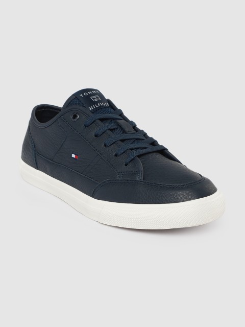 

Tommy Hilfiger Men Navy Blue Solid Leather Sneakers