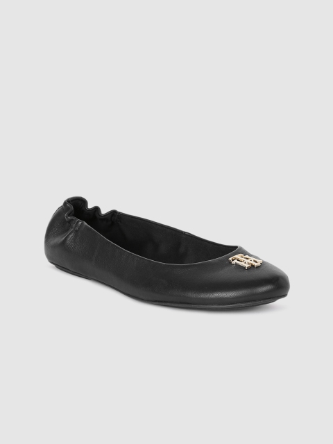 

Tommy Hilfiger Women Black Solid Leather Ballerinas