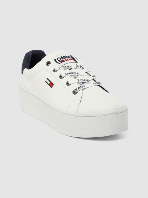 

Tommy Hilfiger Women White Leather Flatform Sneakers