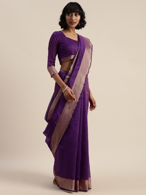 

Silk Bazar Purple Solid Silk Cotton Saree